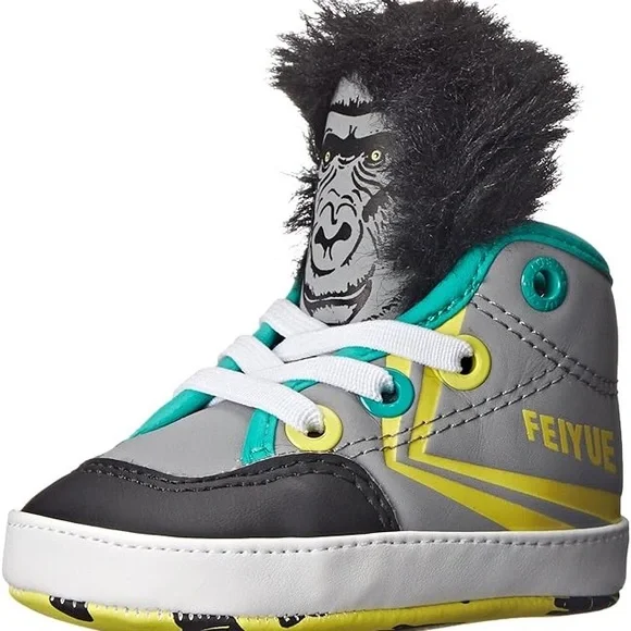 Host Pick🎈FEIYUE Baby Unisex Delta Mid Animal Fur-Lined Shoes Gorilla - Size 2 - Picture 2 of 16